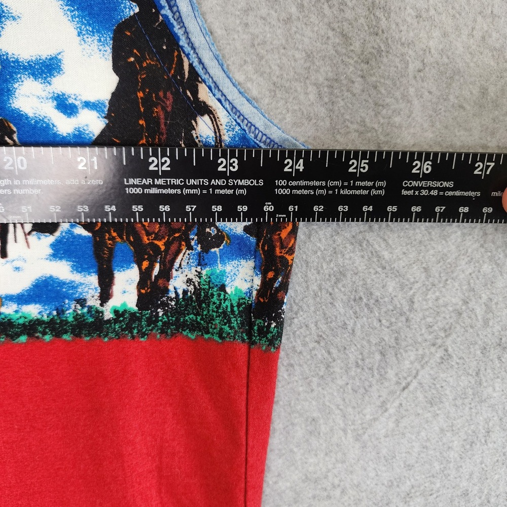 Wrangler Western Shirt Mens XL Red Blue Cowboy Horse Graphic Sleeveless Vintage - Picture 5 of 7
